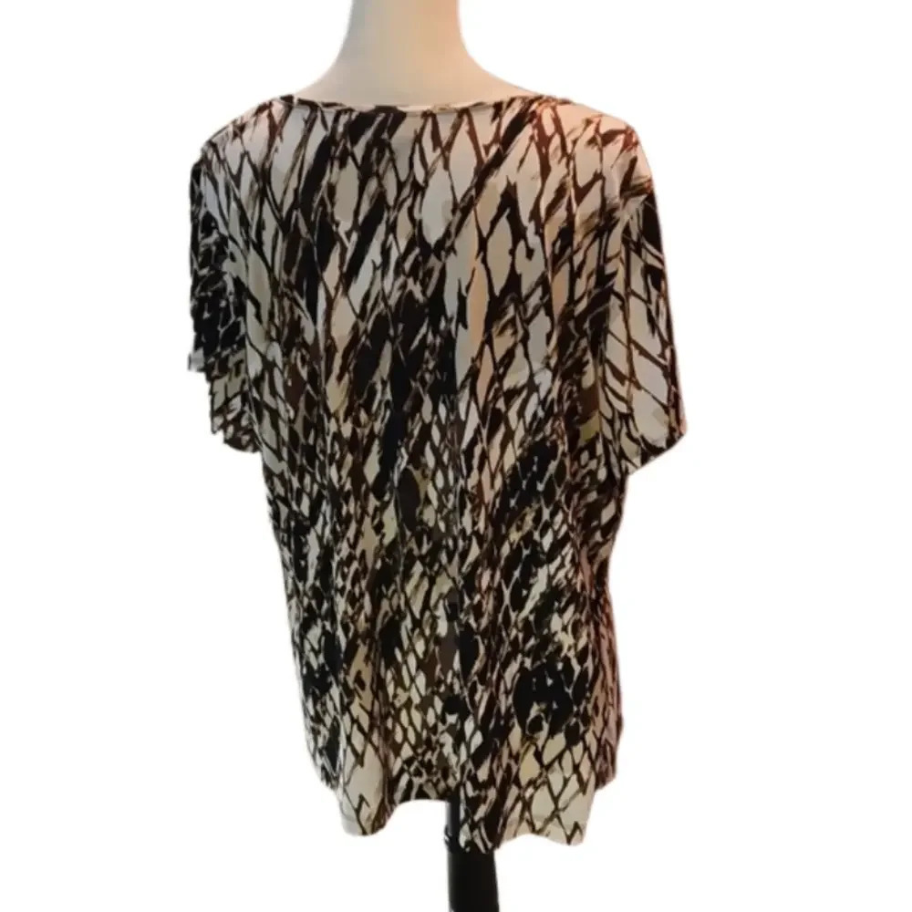 East 5th Short Sleeve Top Brown, Black & Tan Perfect for Layering Women size 2X - Picture 3 of 9